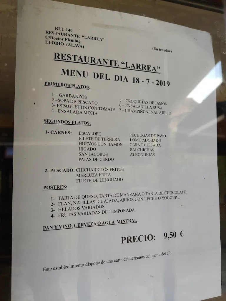 Menu_Larrea jatetxe taberna_Laudio/Llodio_image_1