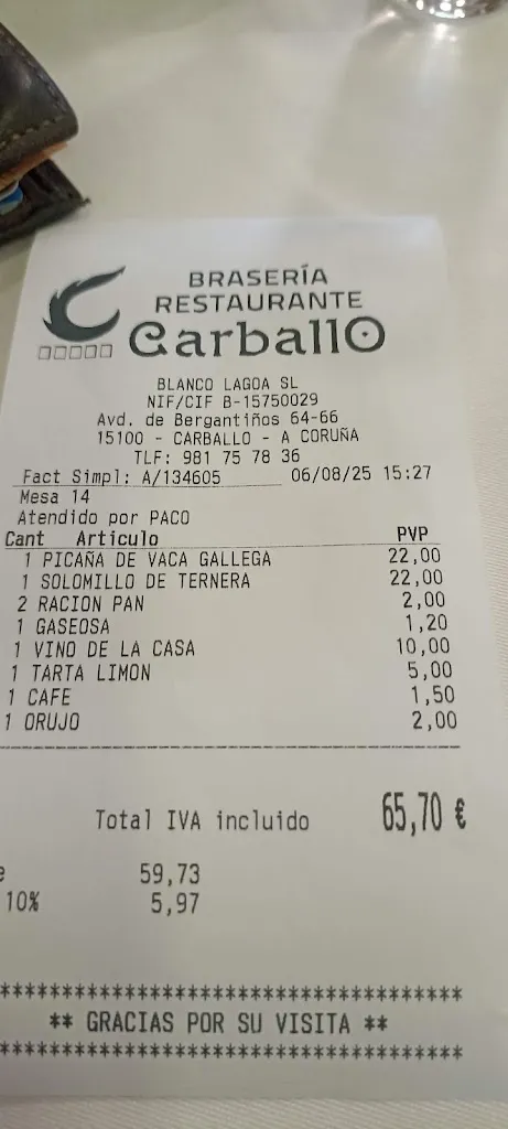 Manuel moreno_Brasería Carballo_Carballo_Bewertung