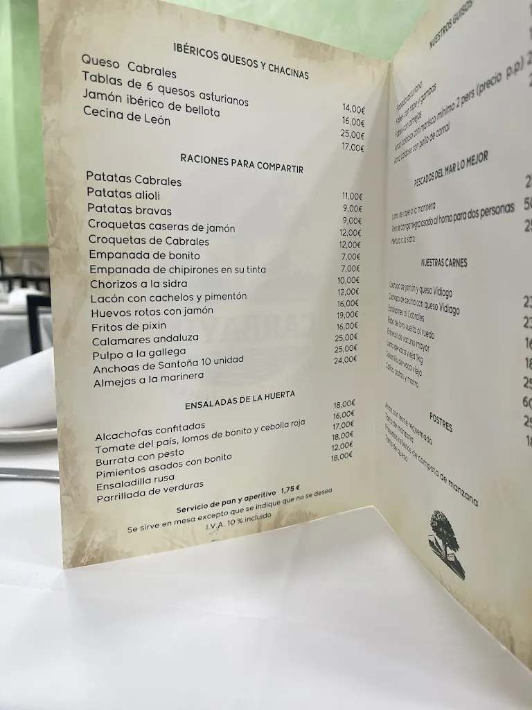 Menu_Sidrería Asturiana Carbayín_Cabrales_immagine_2