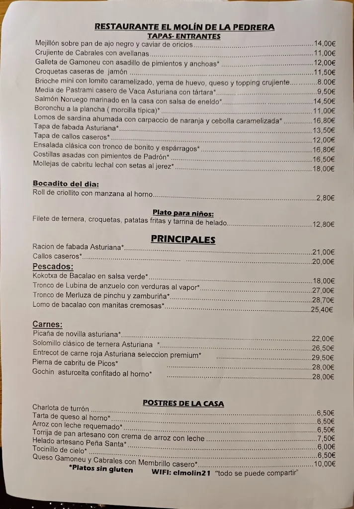 Menu_Restaurante El Molín de la Pedrera_Cangas de Onís_immagine_1