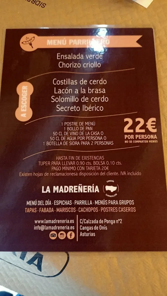 Menu_La Madreñeria_Cangas de Onís_image_4
