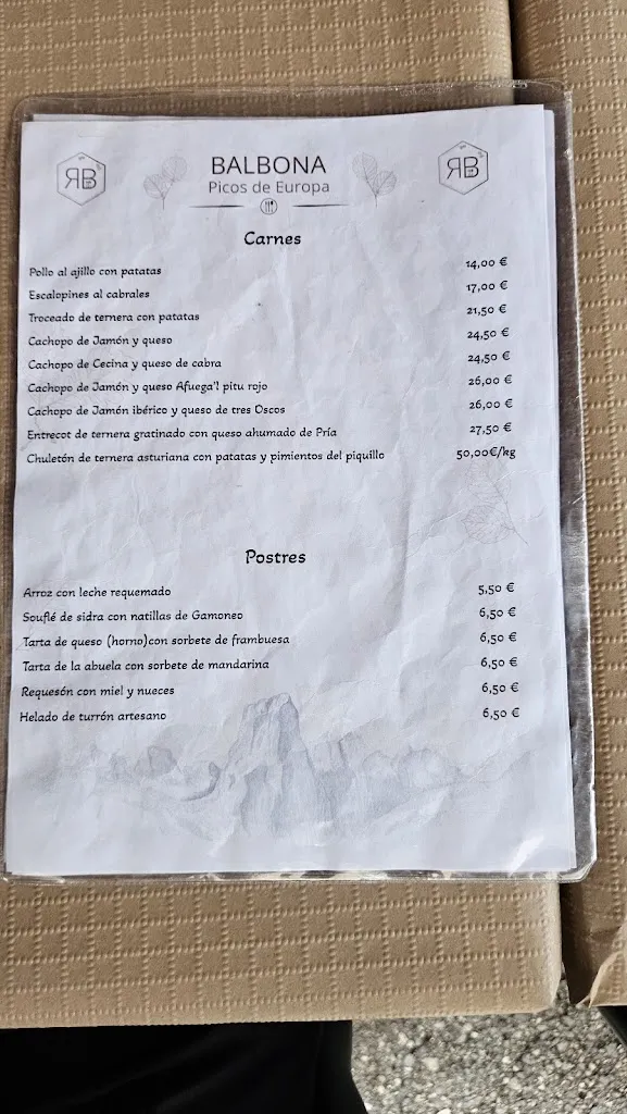 Menu_Balbona Picos de Europa_Cangas de Onís_image_2