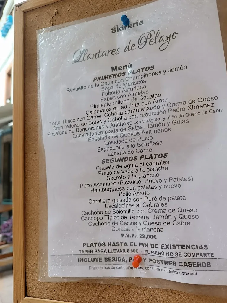 Menu_Sidreria Llantares de Pelayo - Cangas de Onis_Cangas de Onís_immagine_2