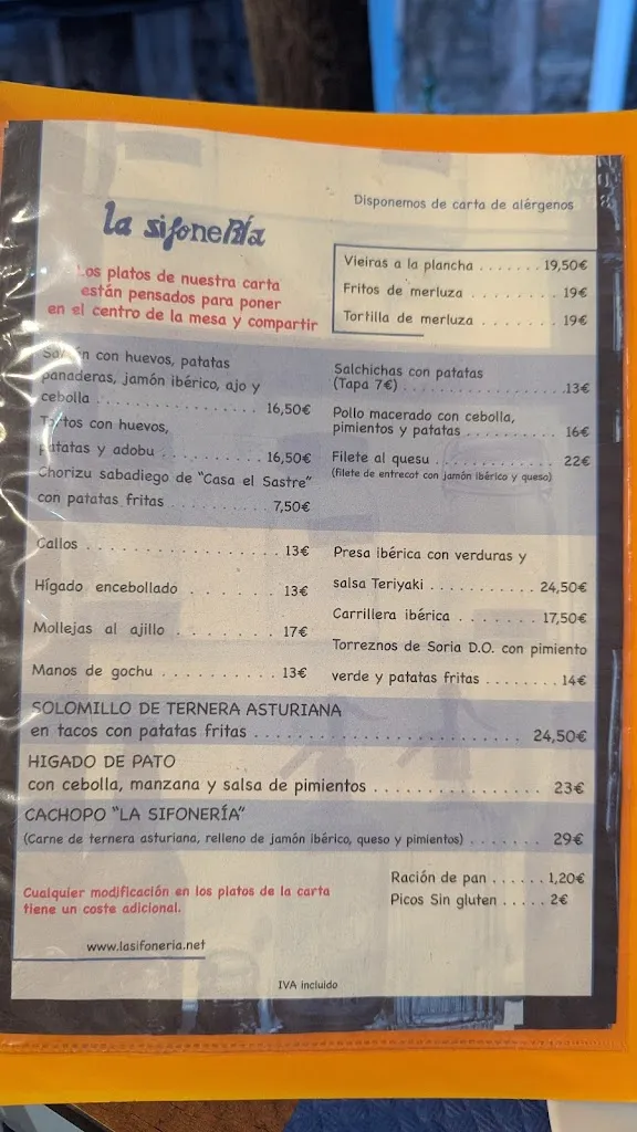 Menu_La sifoneria_Cangas de Onís_image_2