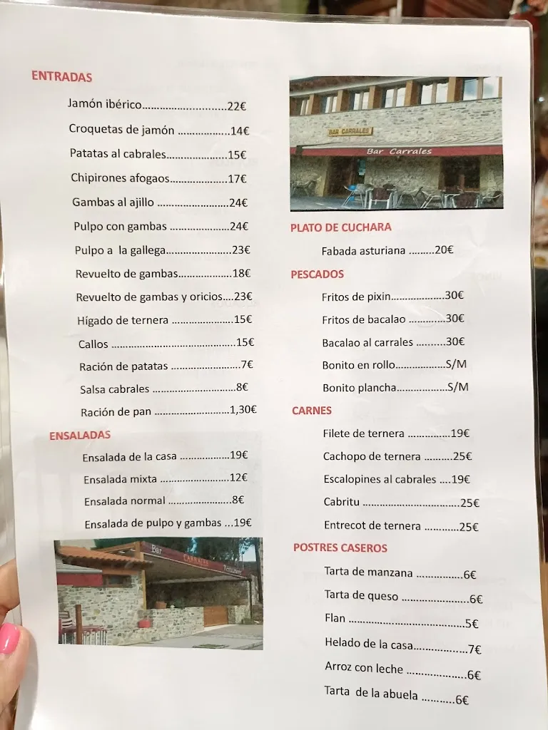 Menü_Bar Restaurante Carrales_Caravia_Bild_1