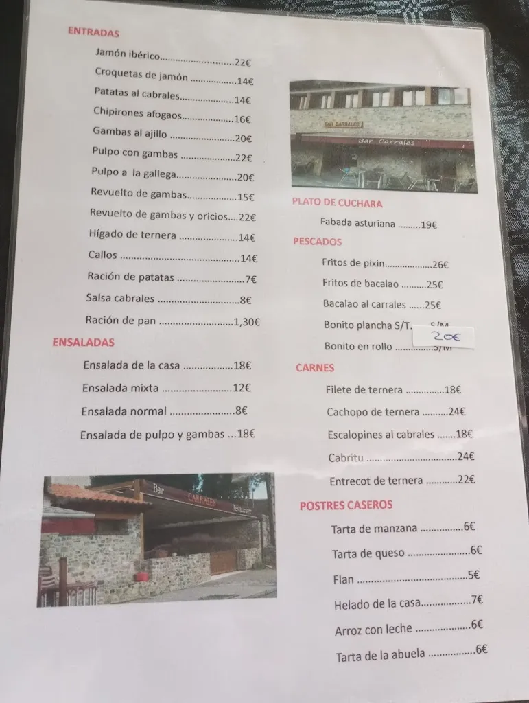 Menü_Bar Restaurante Carrales_Caravia_Bild_4