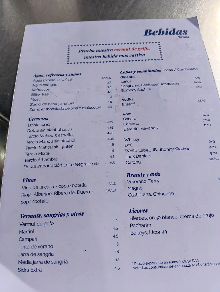 Menu_Bar El Brillante_Caravia_image_2