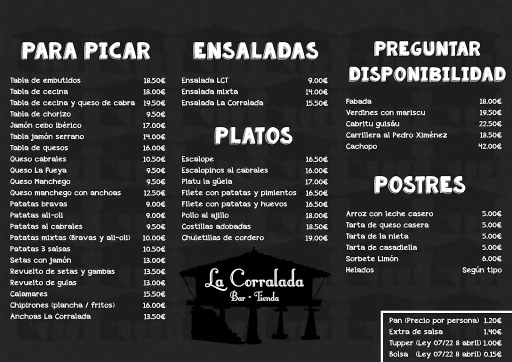 Menu_La Corralada Bar Tienda_Caravia_image_1