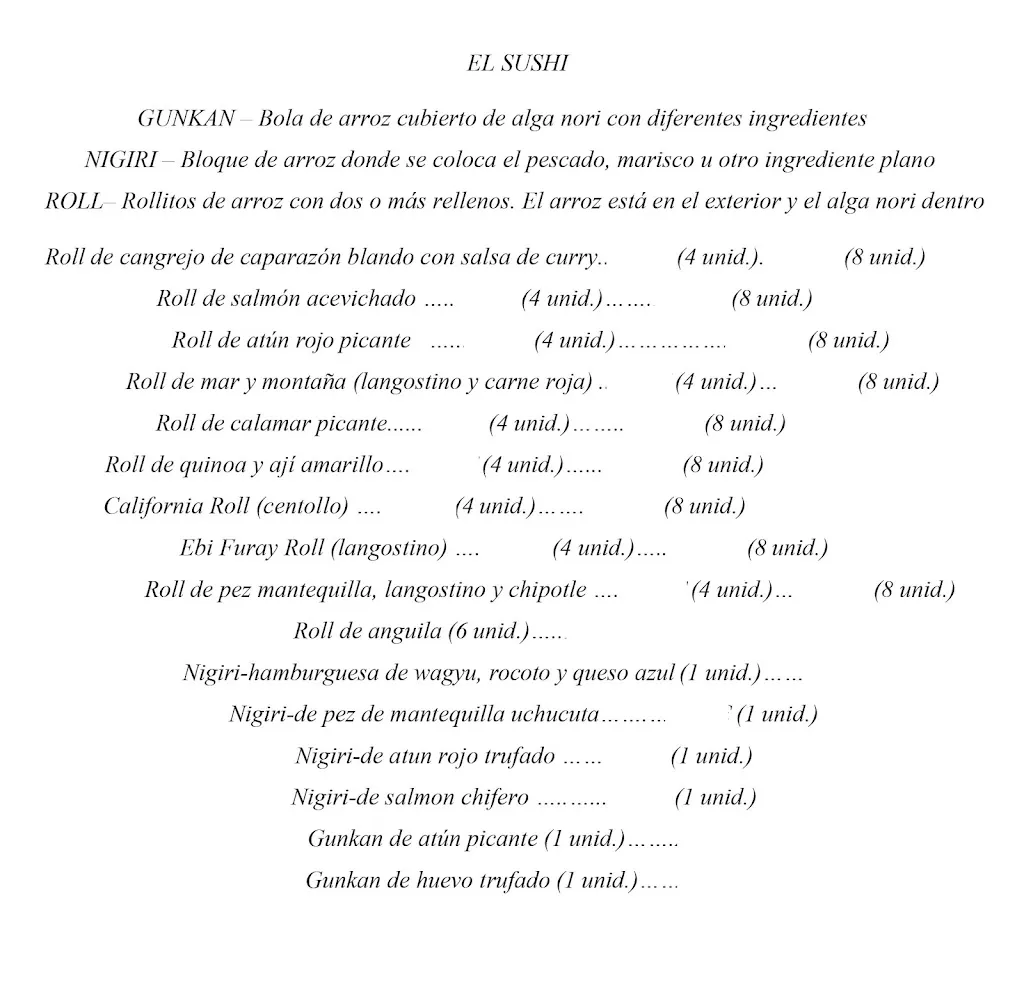 Menu_Ronda 14. Restaurante peruano fusión en Avilés_Avilés_image_1