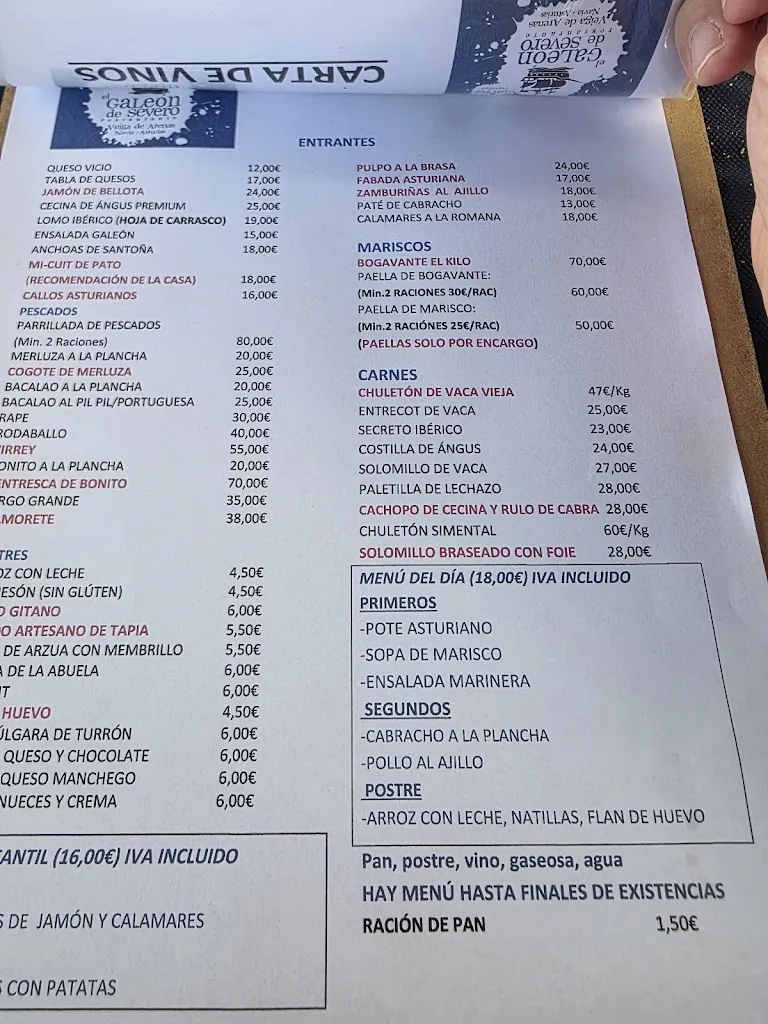 Menu_El Galeón Restaurant_Coaña_image_1