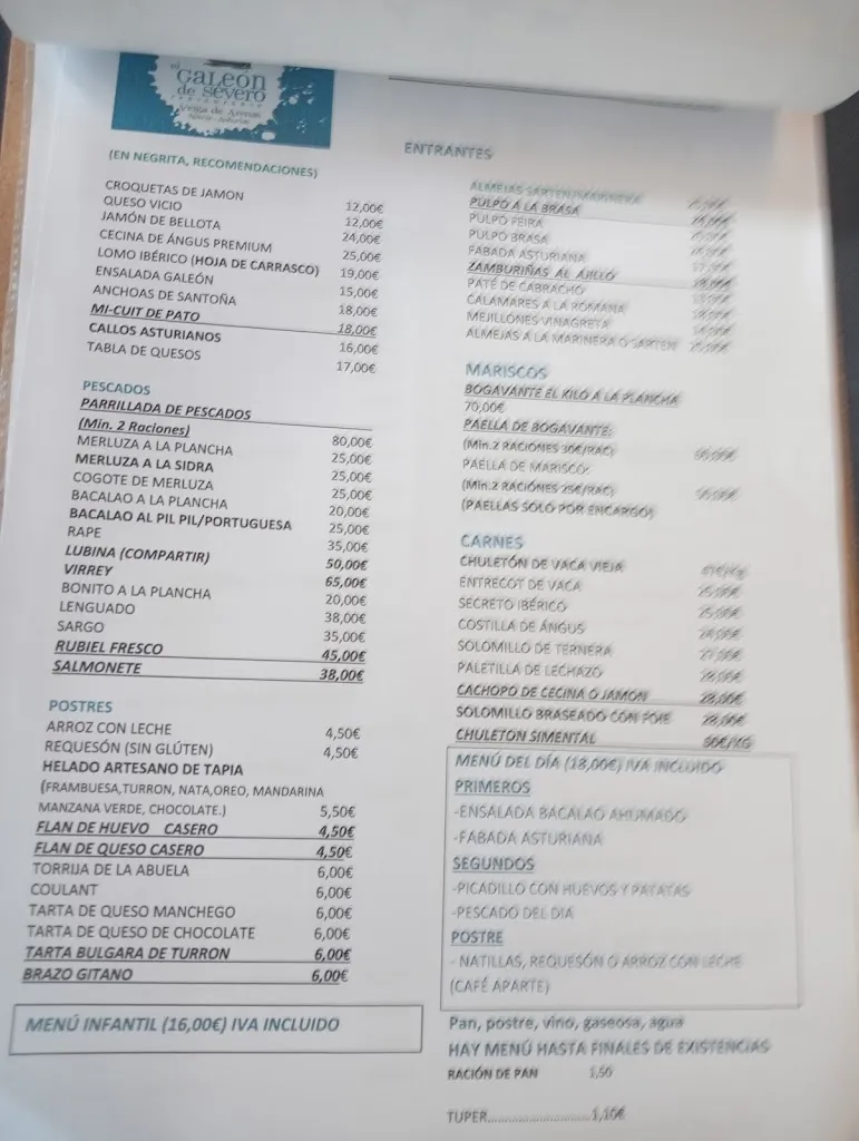 Menu_El Galeón Restaurant_Coaña_image_2