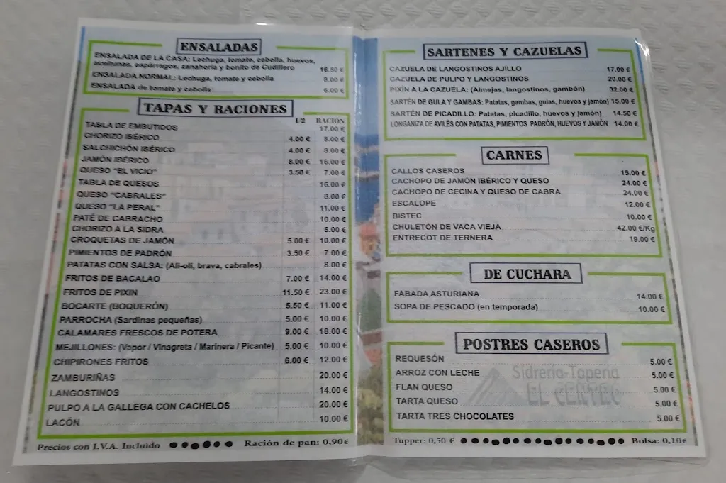 Menu_Sidrería Taperia El Centro_Cudillero_image_1