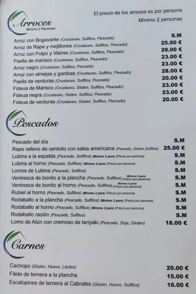 Menü_Restaurante Pensión Casa Miguel_Cudillero_Bild_1