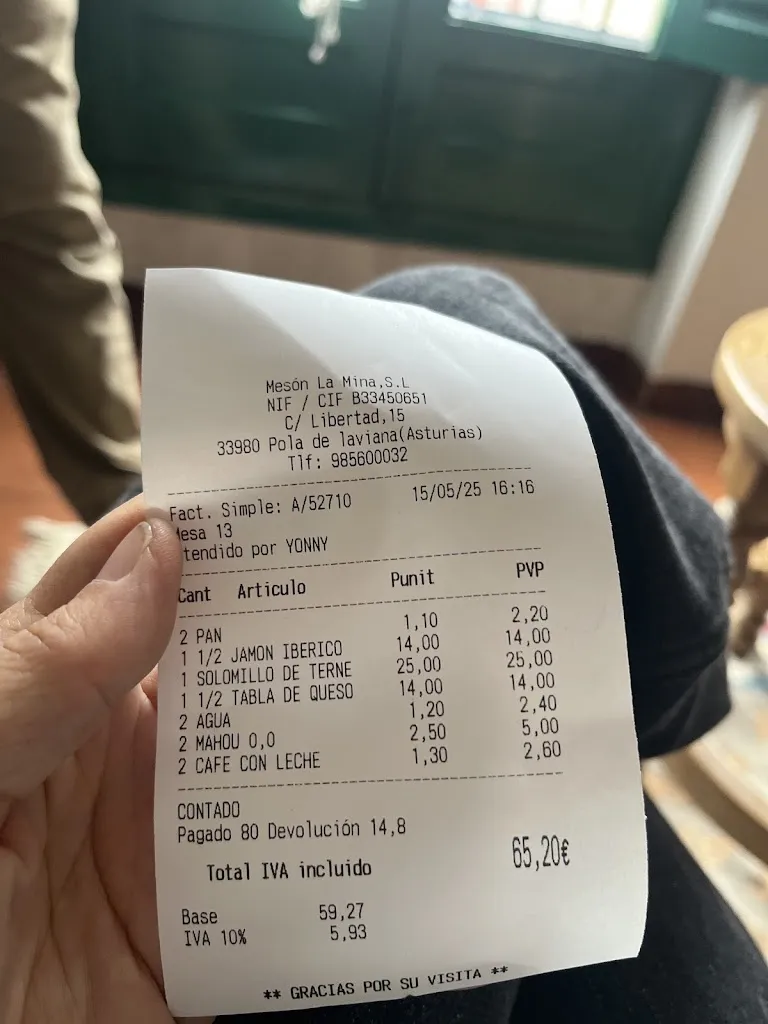 Paloma Gonzalez Silla_MESON LA MINA S.L_Laviana_recensione