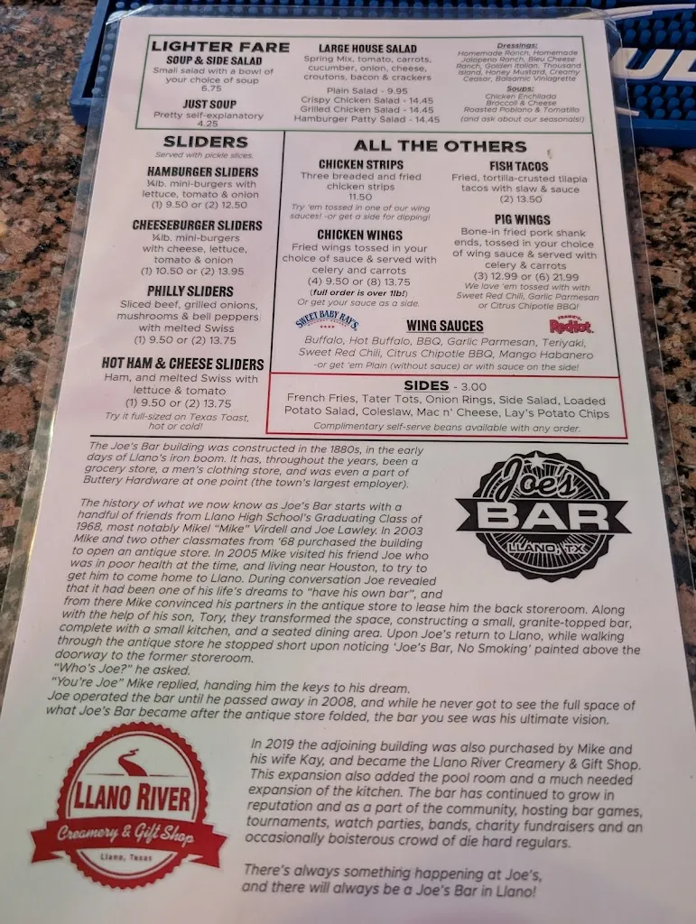 Menu_Joe's Bar in Llano_Illano_immagine_4