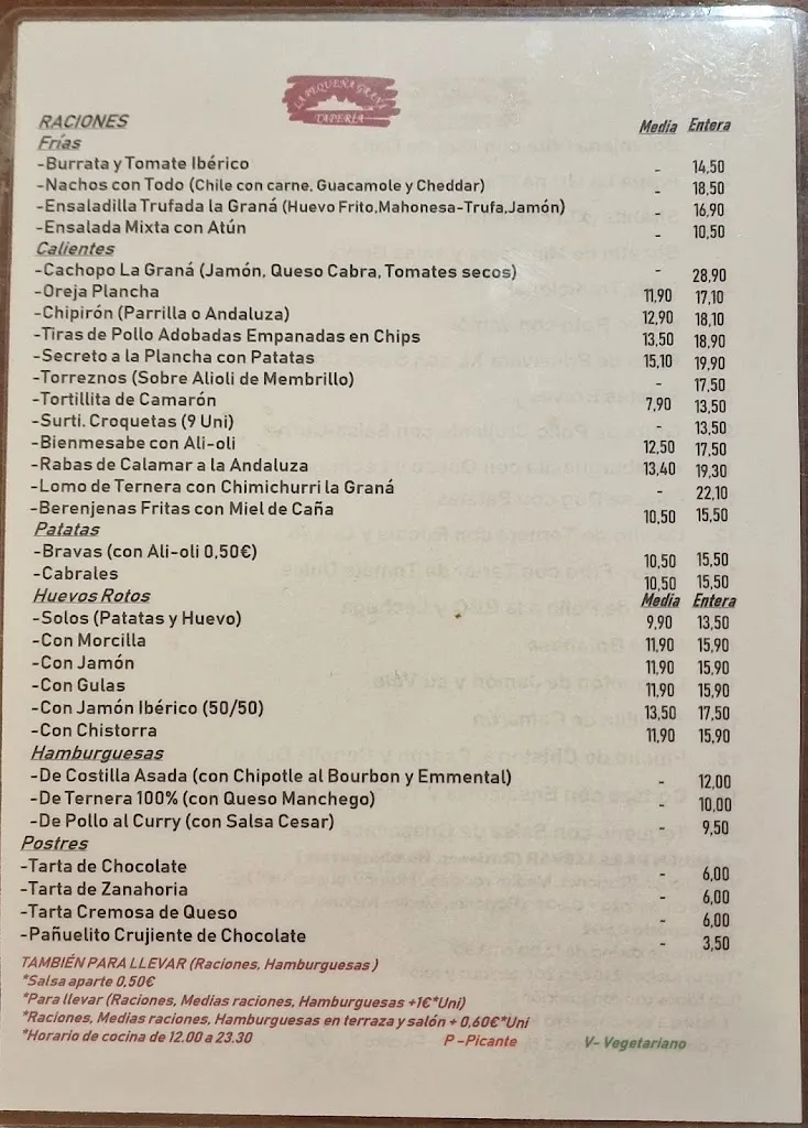 Menu_Tapería La Pequeña Graná._Lena_image_1