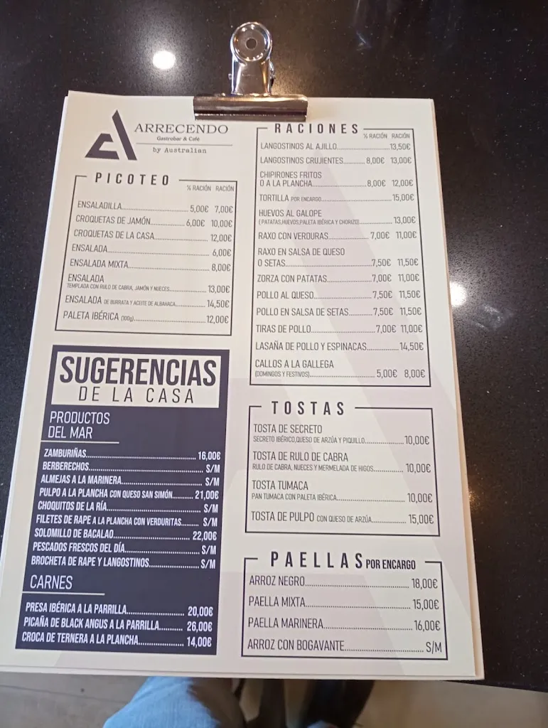Menu_Arrecendo Galego | Gastrobar | Restaurante | Cafetería_Fene_image_1