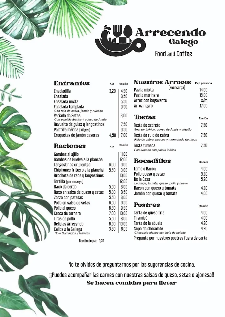 Menu_Arrecendo Galego | Gastrobar | Restaurante | Cafetería_Fene_image_2