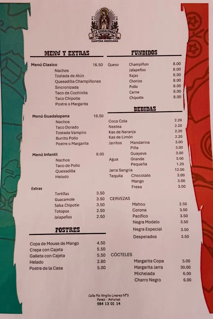 Menu_CANTINA MEXICANA LA GUADALUPANA_Peñamellera Alta_image_1