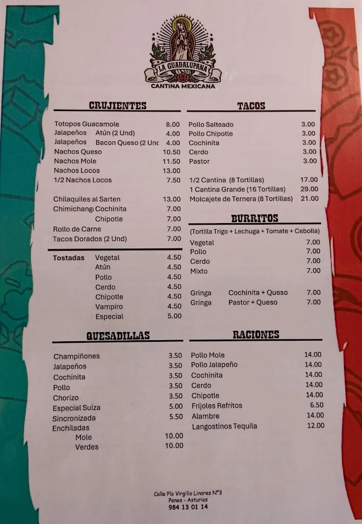 Menu_CANTINA MEXICANA LA GUADALUPANA_Peñamellera Alta_image_2