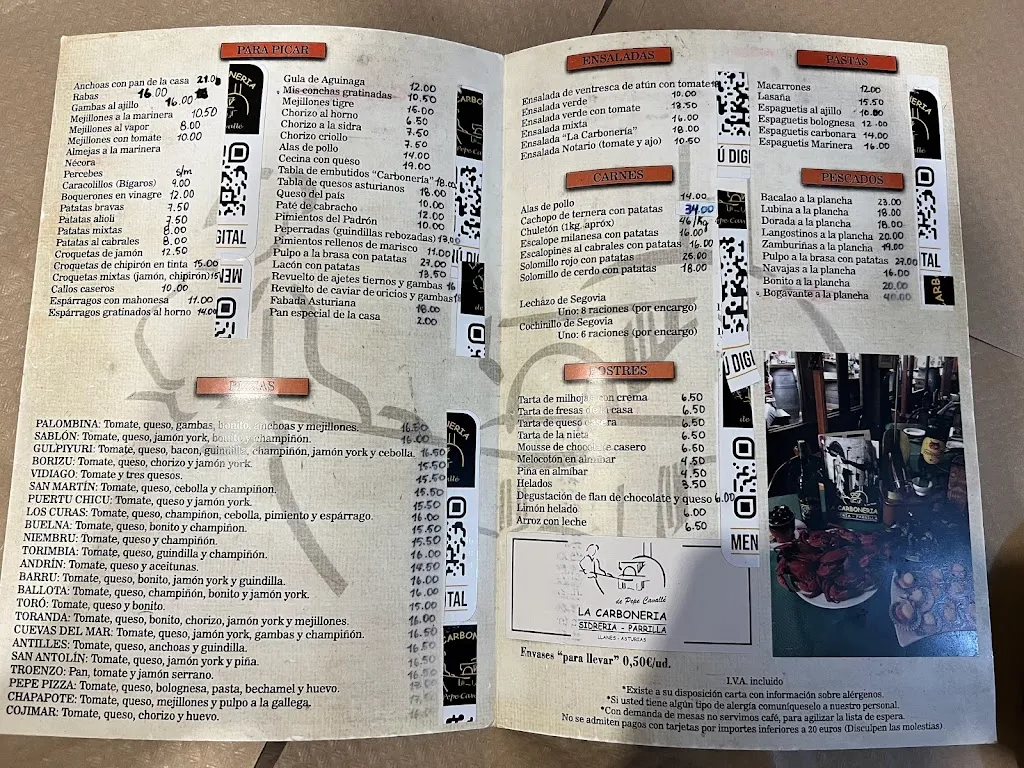 Menu_Sidreria La Carbonería de Pepe Cavallé_Llanes_image_1