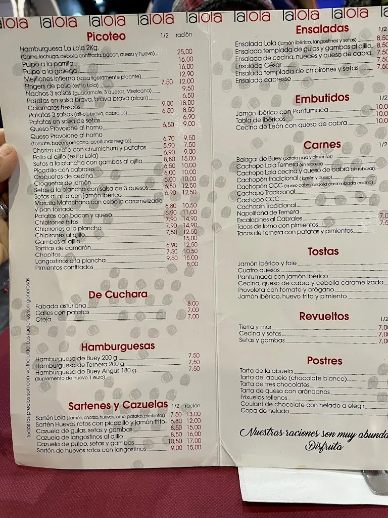 Menu_La Lola_Oviedo_image_3