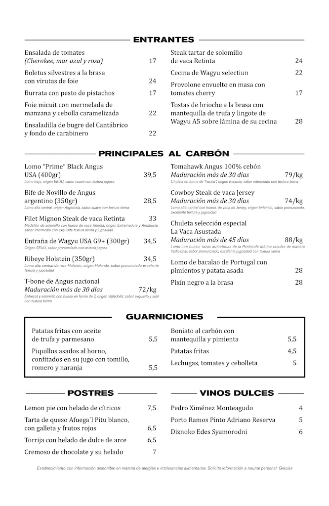 Menu_La Vaca Asustada Oviedo Restaurante_Oviedo_immagine_1