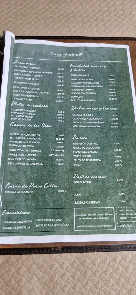 Menu_Casa Pedro los Oscos_Santa Eulalia de Oscos_image_1