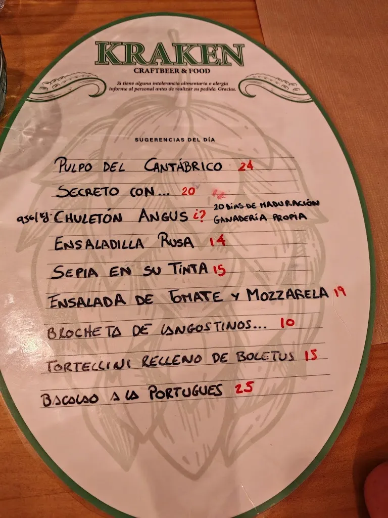 Menu_Kraken Bar Tapia_Tapia de Casariego_image_4
