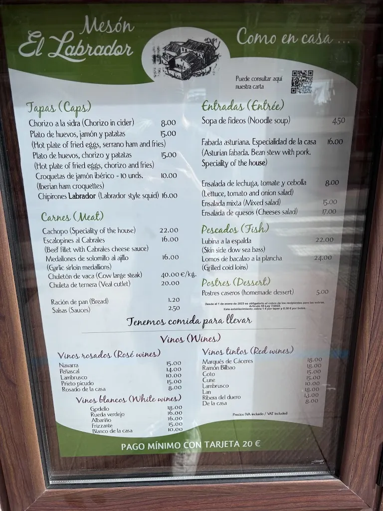 Menu_Mesón El Labrador_Ribadesella_immagine_1