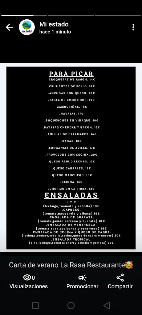 Menu_La Rasa Restaurante Café_Ribadesella_immagine_1