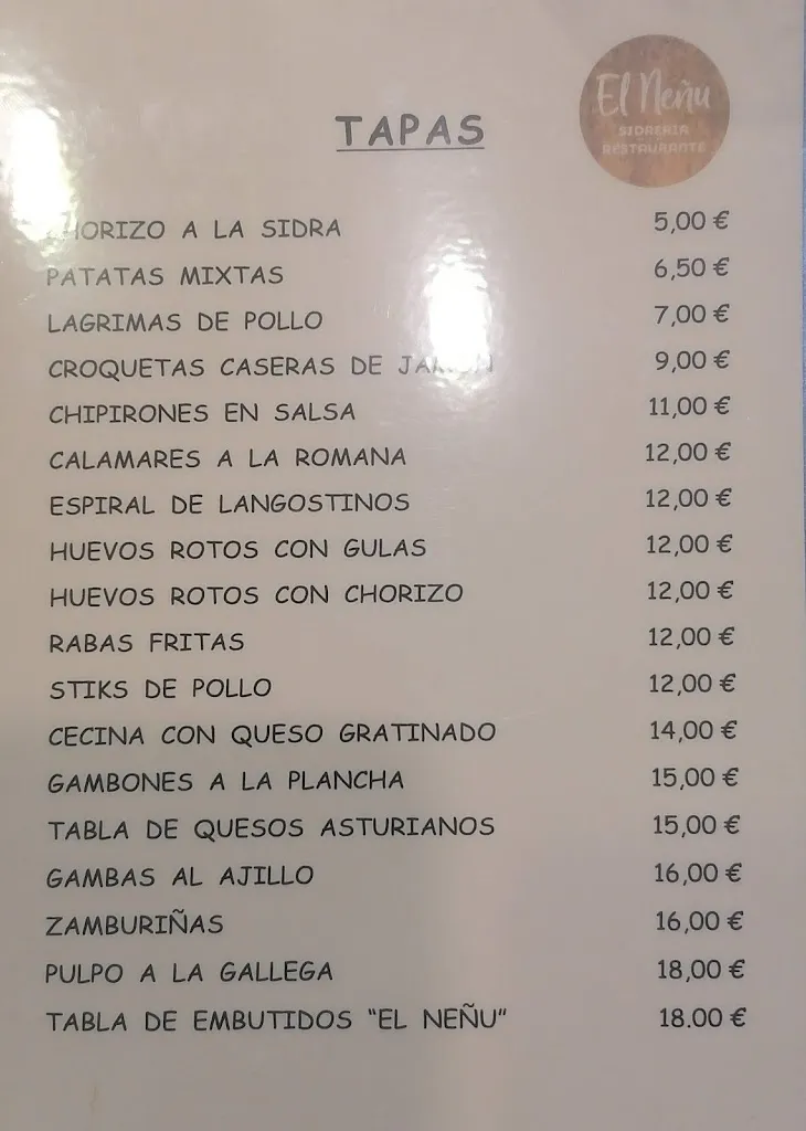 Menu_SIDRERÍA - RESTAURANTE EL NEÑU_Ribadesella_image_3