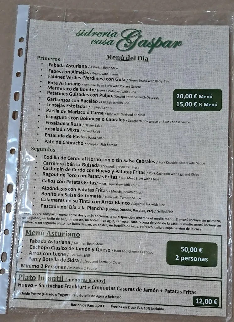 Menu_Sidrería Casa Gaspar_Ribadesella_image_1