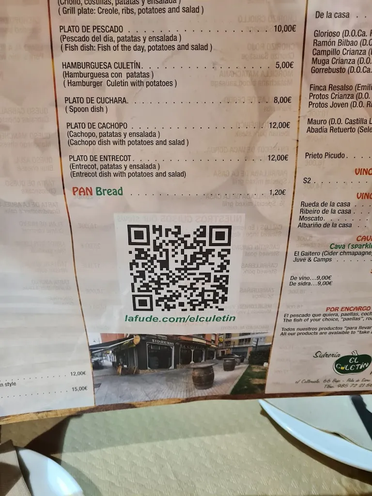 Menu_Restaurante El Culetín_Siero_immagine_1