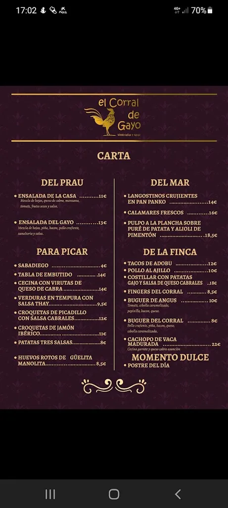 Menu_El Corral de Gayo_Siero_image_2