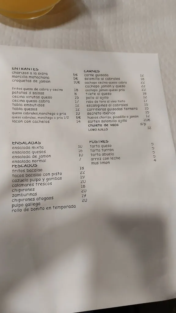 Menu_Sidreria Manolo Jalín_Siero_immagine_1