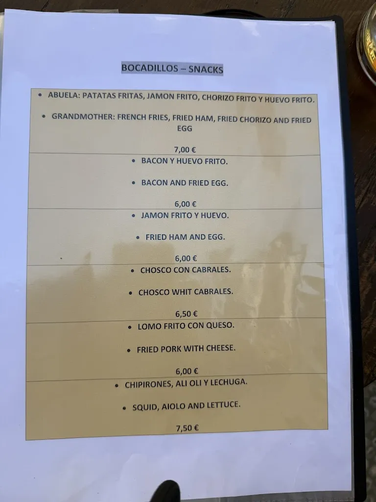 Menu_Bar La Griega_Tineo_image_2