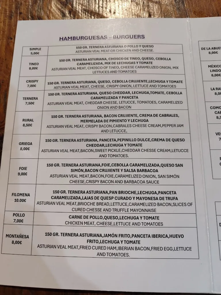 Menu_Bar La Griega_Tineo_image_3