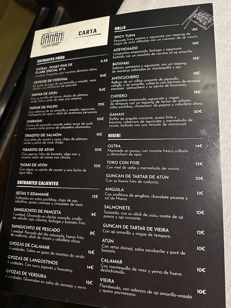 Menu_GAMAN I Restaurante Nikkei Madrid by Luis Arévalo_Arévalo_image_2