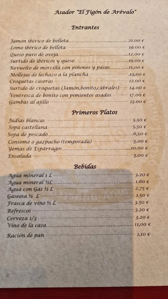 Menu_Asador El Figón de Arévalo_Arévalo_immagine_1
