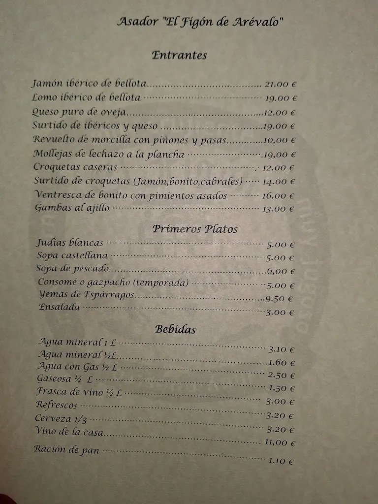 Menu_Asador El Figón de Arévalo_Arévalo_immagine_3