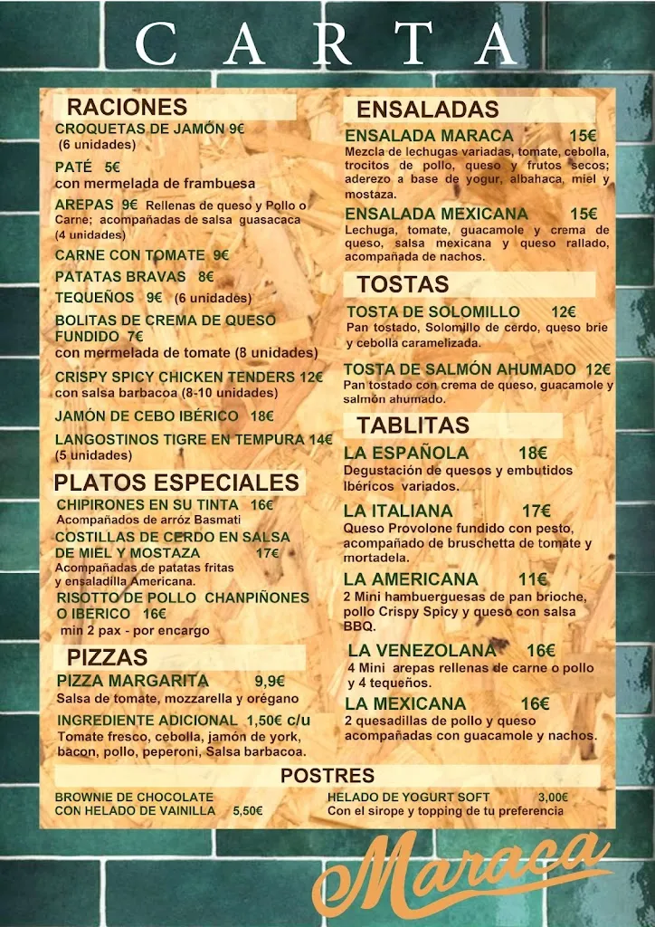 Menu_Maraca Tapas y Copas_Villaviciosa_image_1