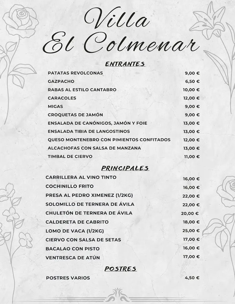 Menu_Hostal Villa el Colmenar_Barromán_image_3