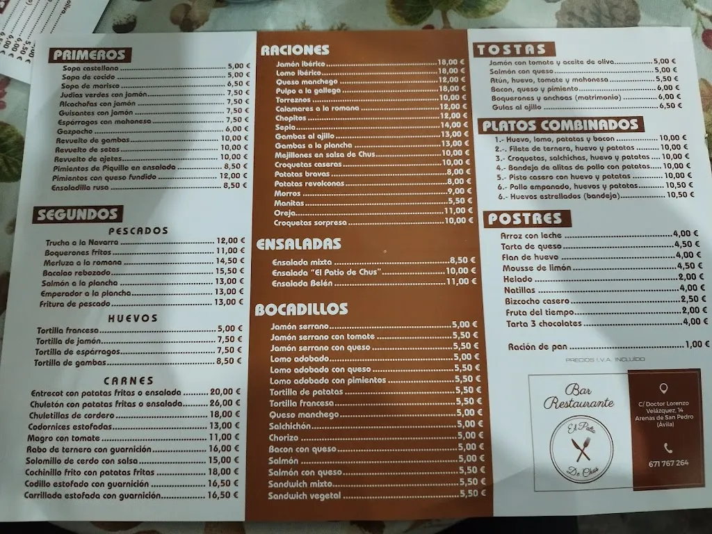 Menu_El Patio de Chus_Arenas de San Pedro_image_4