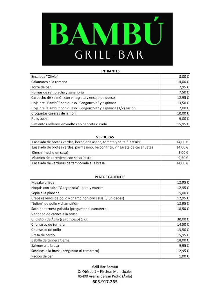 Menu_Restaurante Grill Bar Bambú_Arenas de San Pedro_image_1