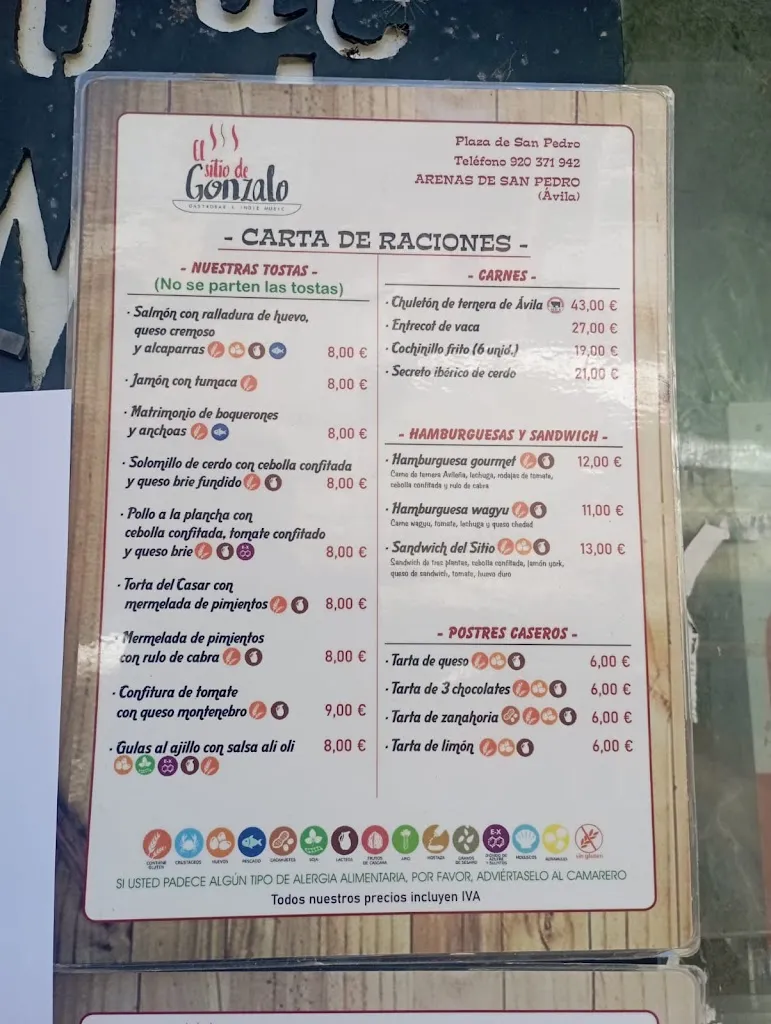 Menu_El Sitio de Gonzalo_Arenas de San Pedro_immagine_1