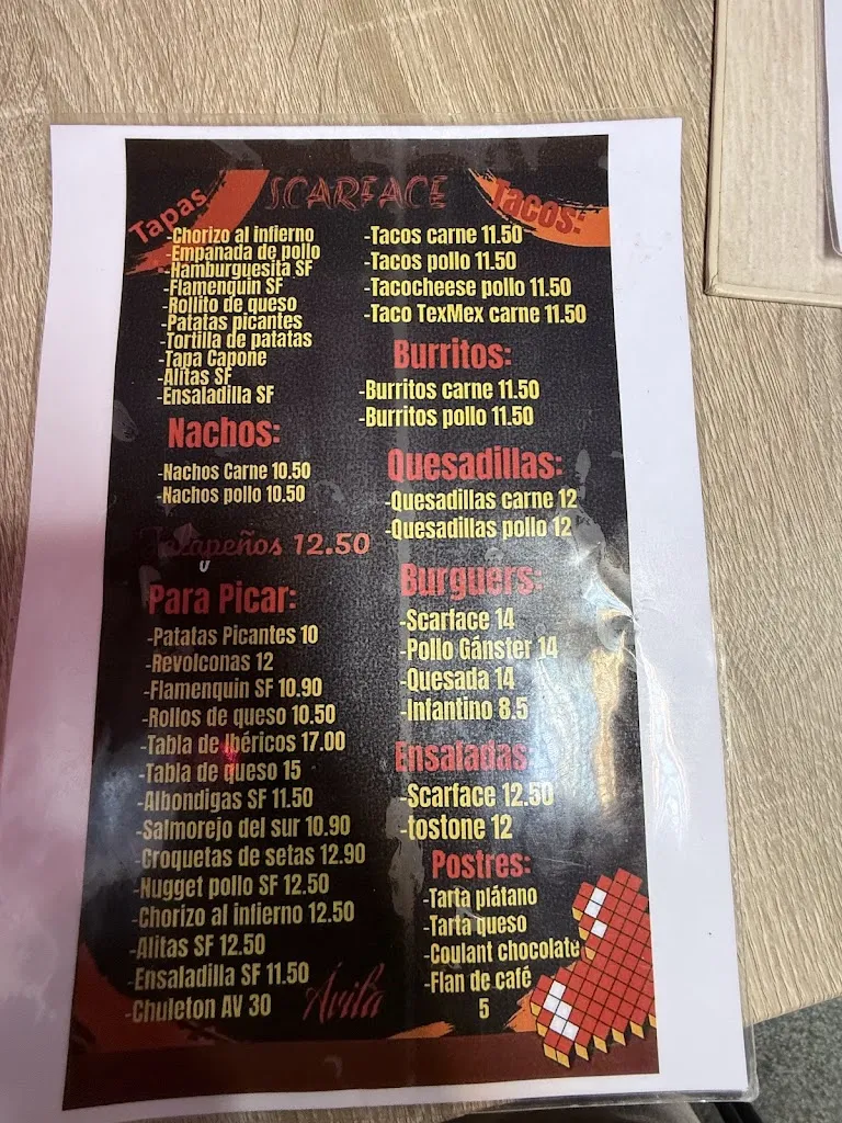 Menu_Scarface Ávila_Aveinte_image_4