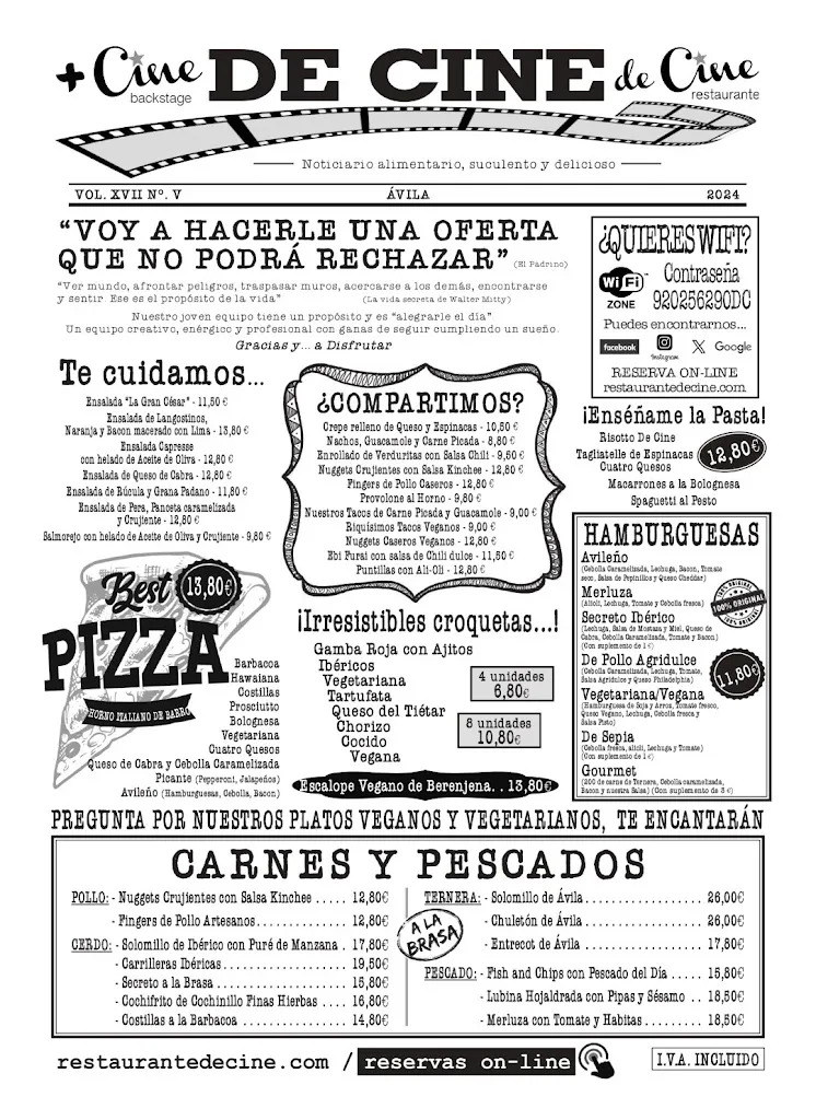 Menu_Restaurante De Cine Ávila_Aveinte_immagine_2
