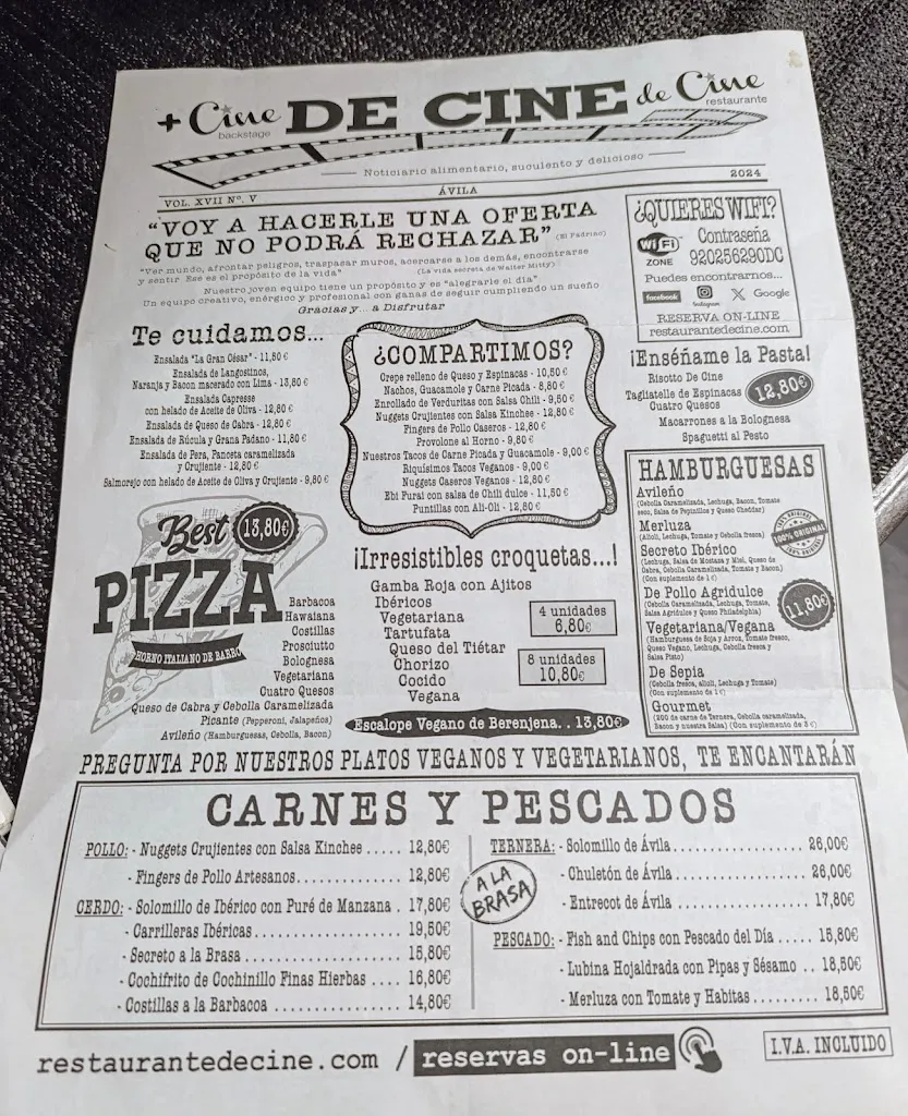 Menu_Restaurante De Cine Ávila_Aveinte_immagine_3