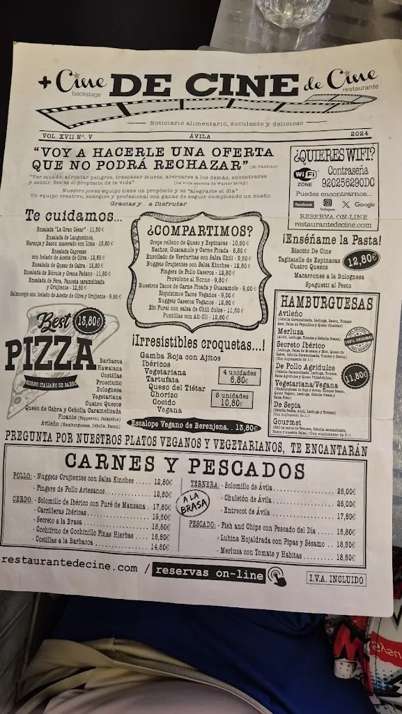 Menu_Restaurante De Cine Ávila_Aveinte_immagine_4